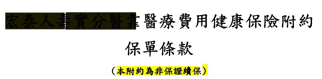 醫療附約條款封面